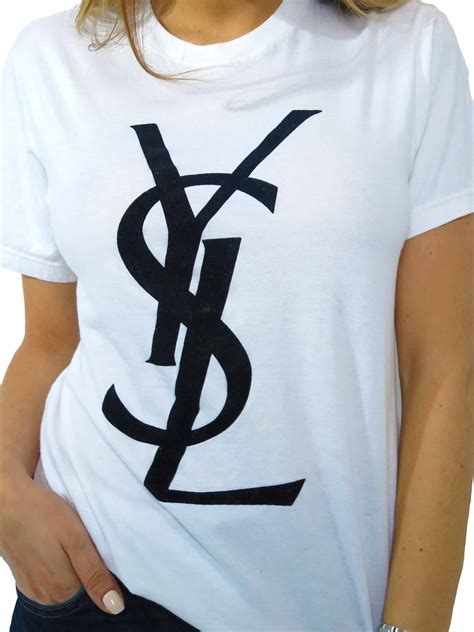 ysl logo print t shirt|ysl logo t shirt women.